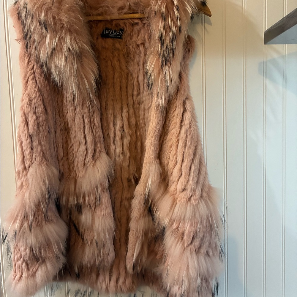 Blush real Fur Vest - Women's Sleeveless Coat,Jay Ley Collection